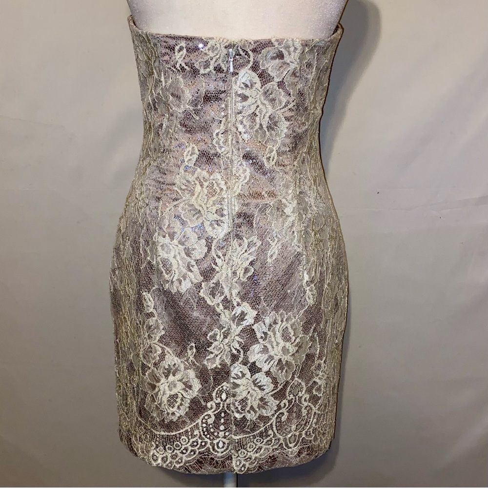 Jessica McClintock White Beaded Cocktail Mini Dress - Picture 7 of 9